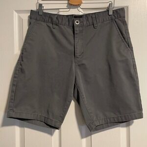 RVCA The Week End Chino Shorts Mens Size 34 Gray Flat Front Casual